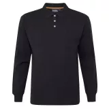 Polo manches longues noir motif texturé