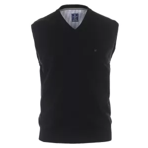 Pull Col en V sans manche noir de 3XL à 6XL