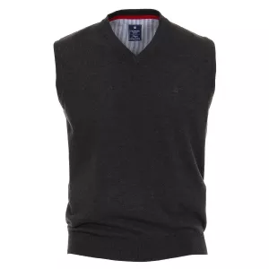 Pull Col en V sans manche gris foncé de 3XL à 6XL