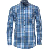 Chemise à petits carreaux turquoise, bleu et blanc