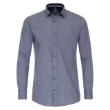 Chemise imprimée Bleu motif blanc et rouge col boutonné
