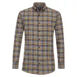 Chemise en flanelle petits carreaux marron ocre beige