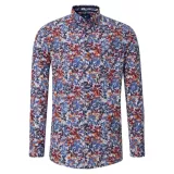 Chemise manche longue motif floral bleu bordeaux de 2XL à 6XL