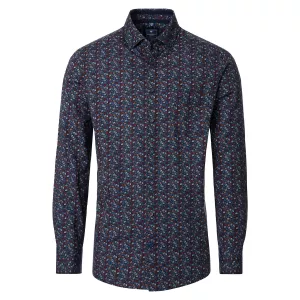 Chemise imprimée florale motifs rouge et bleu