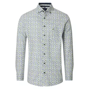 Chemise imprimée florale motifs vert et bleu