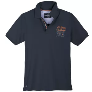 Polo Redfield marin bleu nuit imprimé poitrine