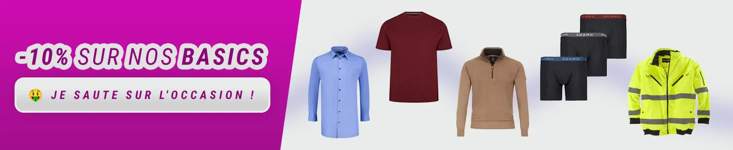 Vêtements basic grande taille homme fort -10% 