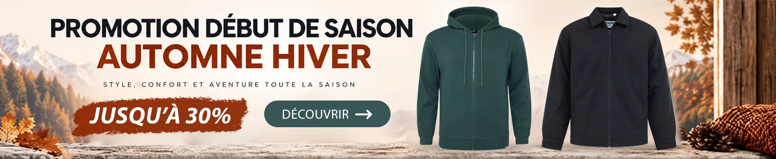 Promotion jusqu'a -30% sur les vêtements grande taille pour homme, collections hiver précédentes, valable jusqu'au 15 novembre