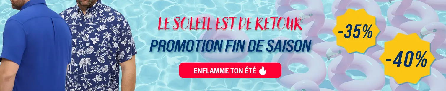 Promotion fin été 2025 - Vêtement grande taille pour homme fort