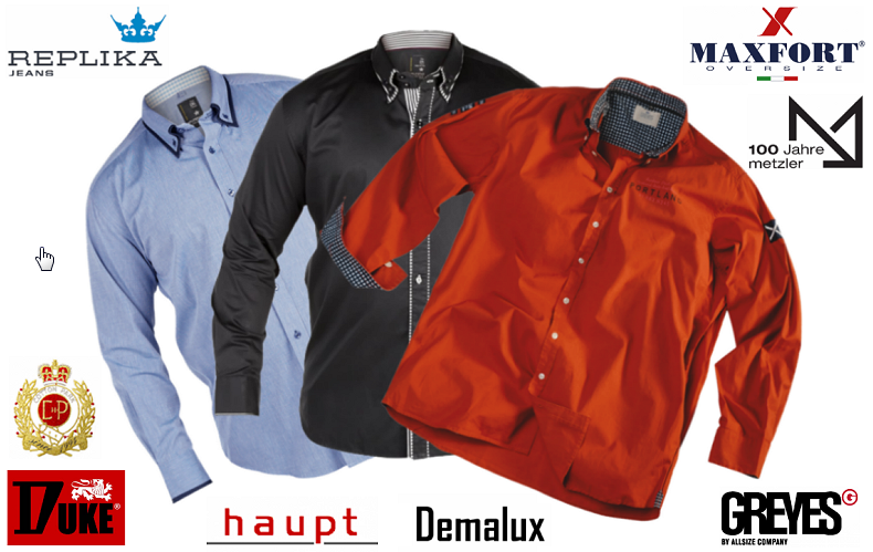 Chemise Grande taille Homme - XL, XXL, 3XL, 4XL, 5XL, 6XL, 7XL, 8XL